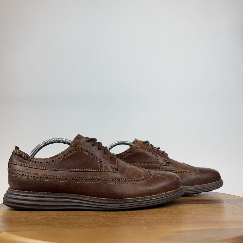 Mens Cole Haan OriginalGrand Long Brown Leather Wingtip Oxford‎ Shoes Size 9 M